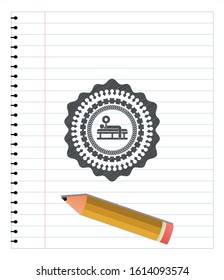 bench press icon pencil strokes emblem. Vector Illustration. Detailed.