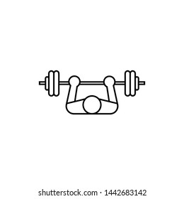 Bench press icon vector in line style isolated on white background. Gym and Fitness sign and symbol.
