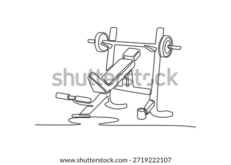 bench press lying and sitting. Gym Property concept. Single line draw design. Vector graphic illustration