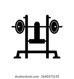 Bench Press Machine Gym Equipment Workout Silhouette Vector Art Illustration