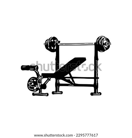Bench Press Machine, Bench Press Machine Vector, Gym equipment, Gym equipment isolated, Gym equipment vector, Gym equipment silhouette.