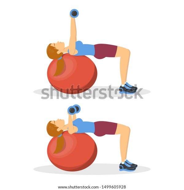 Bench Press On Fitness Ball Exercise Stock Vector Royalty Free