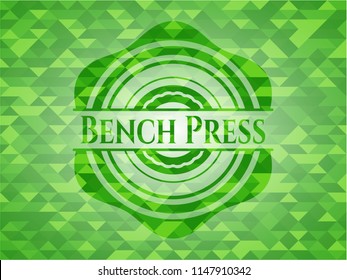 Bench Press realistic green mosaic emblem
