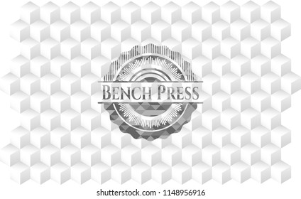Bench Press realistic grey emblem with cube white background