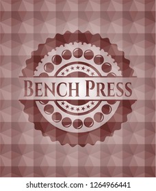 Bench Press red seamless emblem with geometric pattern.