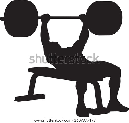 Bench Press silhouette vector art illustration isolated on white background.