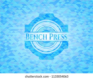 Bench Press sky blue emblem with mosaic ecological style background