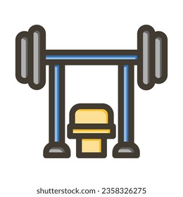 Bench Press Vector Thick Line Filled Colors Icon For Personal And Commercial Use.
