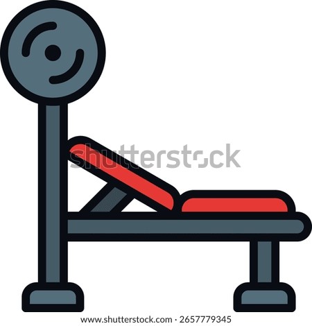Bench Press Vector for Weightlifting Illustration, Chest workout concept, gym equipment and fitness routine
