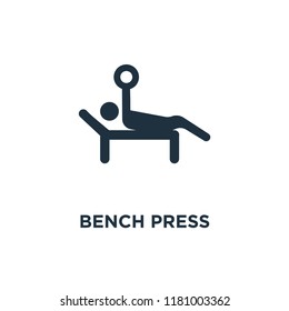 Bench Press Weightlifting icon. Black filled vector illustration. Bench Press Weightlifting symbol on white background. Can be used in web and mobile.