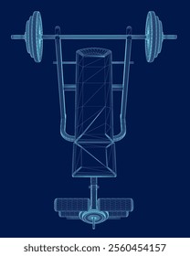 Bench Press wireframe, Vector Illustration. Top view