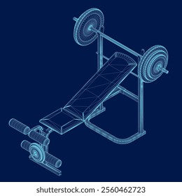 Bench Press wireframe, Vector Illustration