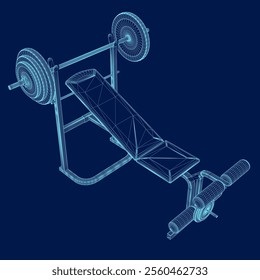 Bench Press wireframe, Vector Illustration