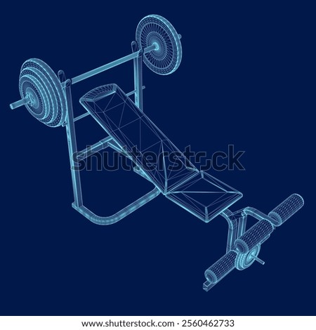 Bench Press wireframe, Vector Illustration