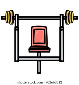 Bench press workout equipment colored glyph on white background