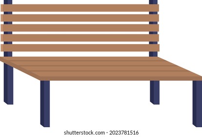 Bench for public places semi flat color vector object. Full sized item on white. Long seat for parks and open spaces isolated modern cartoon style illustration for graphic design and animation