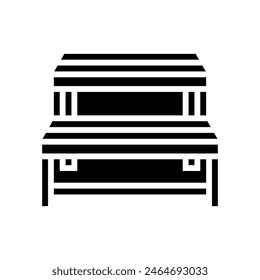 Bank Sauna Glyph Icon Vektorgrafik. Bank Sauna Zeichen. Isolierte Symbol Illustration