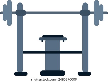 Bench set barbell vector. Gym equipment flat illustration.