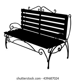 bench silhouette on white background