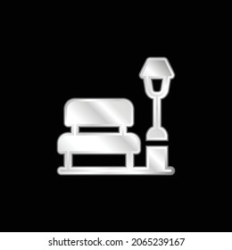 Bench silver plated metallic icon