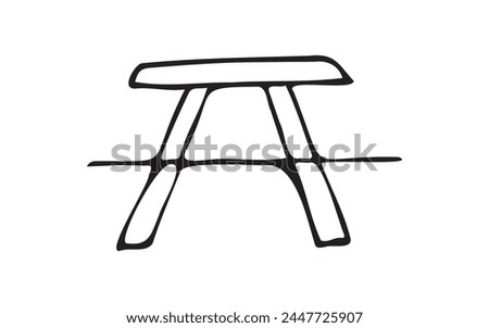 bench. sit. log. a place to relax. chair. table. doodle.