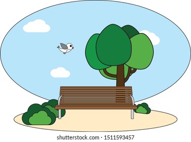 Bench in a small park