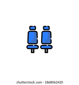 Bench stadium icon. Soccer or football icon. Simple, flat, outline, color, black.