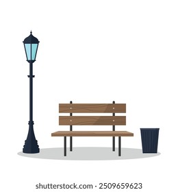 Bench and street lamp icon. City park recreation concept.