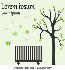 bench and tree in the city park vector