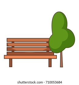 Bench tree icon. Cartoon illustration of bench tree vector icon for web
