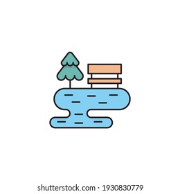 bench with tree and lake line icon linear style sign for mobile concept and web design park bench