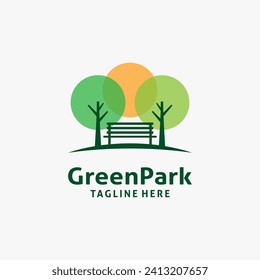 Bench and tree for park logo design