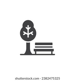 Bench and tree vector icon. filled flat sign for mobile concept and web design. Park bench glyph icon. Symbol, logo illustration. Vector graphics