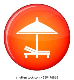 Bench and umbrella icon in red circle isolated on white background vector illustration