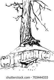 Bench under the tree