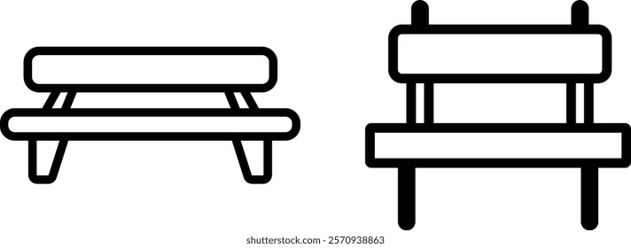 "Bench Vector Icon Set - Simple and Functional Outdoor Seating Designs"