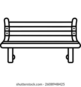 Bench vector line art on white baclground