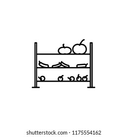 bench with vegetables outline icon. Element of shopping icon for mobile concept and web apps. Thin line bench with vegetables icon can be used for web and mobile