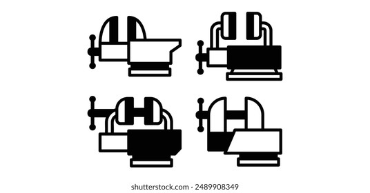 bench vise icon construction manufacturing vector design black white color simple illustration collection set 