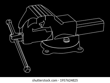 bench vise on black background