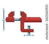 Bench vise with screw and handle for clamping and holding objects securely during woodworking or metalworking