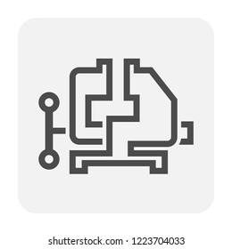 Bench vise or vice vector icon. That clamp tools, machine or equipment for welder, blacksmith using to grip or holding workpiece on table in workshop of industrial work i.e. welding, construction.