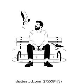Bench Watching Vector illustration. EPS 10