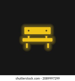 Bench yellow glowing neon icon