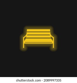 Bench yellow glowing neon icon