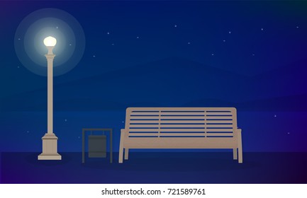 bench-and-lantern-on-embankment