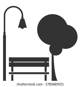 Benches vector park icon eps tree street light