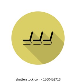 bancos esperando el icono de sombra larga. Glifo simple, vector plano de iconos del aeropuerto para ui y ux, sitio web o aplicación móvil
