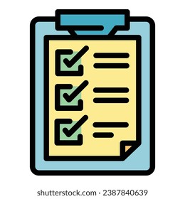 Indicar el vector de contorno del icono del portapapeles. Unidad de tiempo. Color plano de la industria de aplicaciones