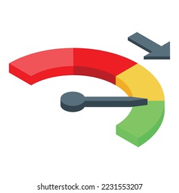 Icono del tablero de mandos de referencia vector isométrico. Prueba financiera. Comparación de pruebas